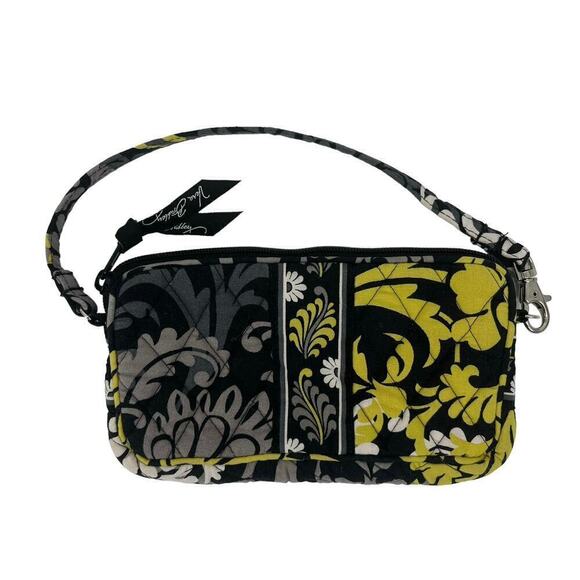 Vera‎ Bradley Wristlet Wallet Quilted Paisley Clutch Green Black Gray Zip - Picture 1 of 9